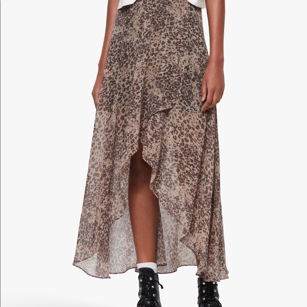 All saints leopard chiffon skirt